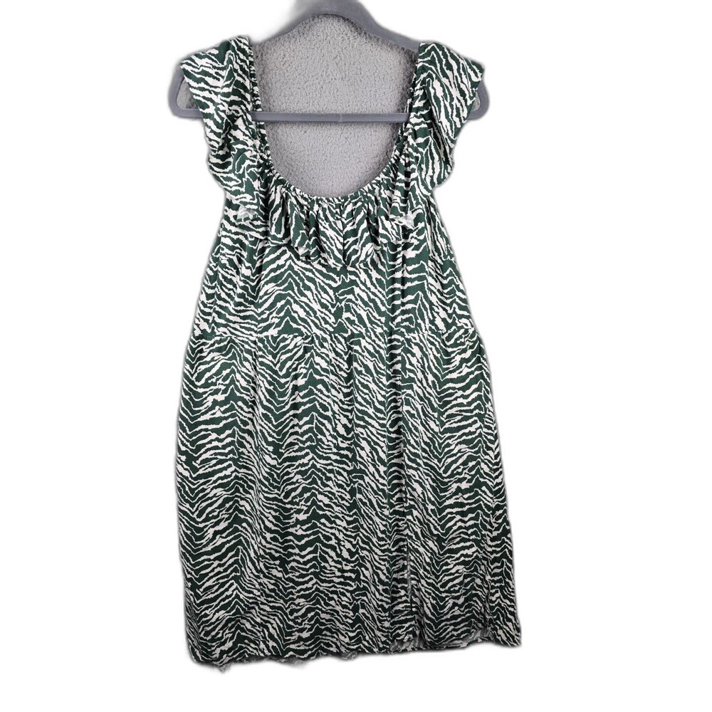Ava and Viv Maxi Dress Green White 3X Boho Animal Print Linen Ruched